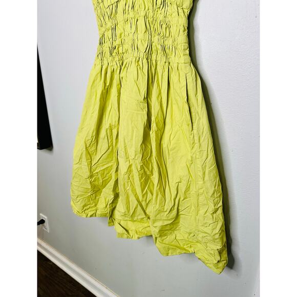 EDUN CHOI X RTR Neon Green 100% Cotton Scoop Neck Poplin Midi Dress Size 2 - Picture 6 of 15